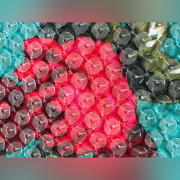 Betsey John turquoise and floral fully clear sequined bag. - Picture 4 of 16